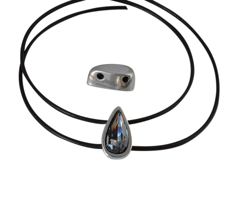 SWAROVSKI and zamak connector 22x12.5x11mm. Silver-Silver Night.Inn.3mm