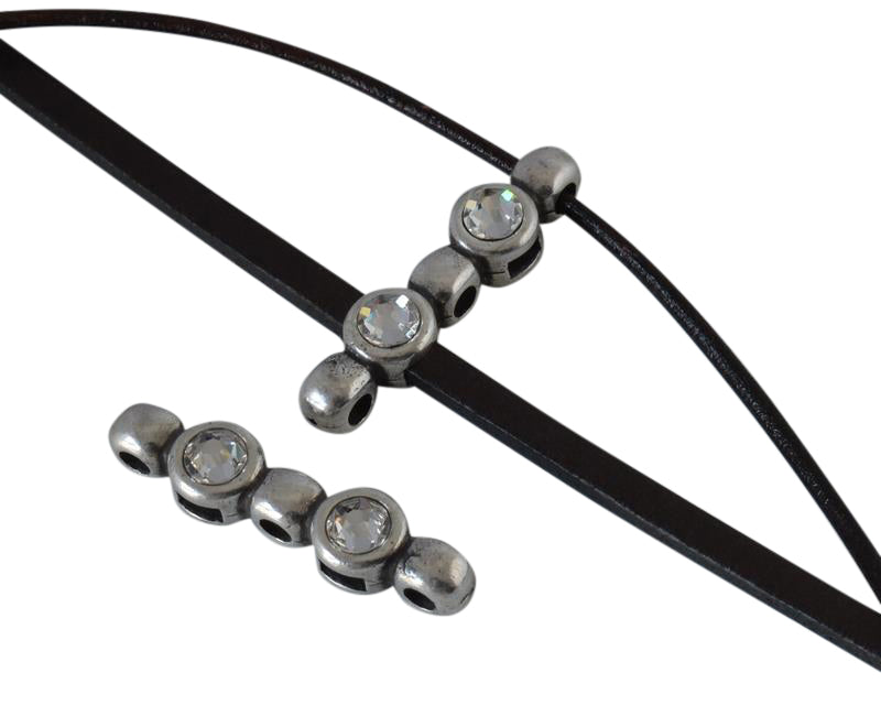 SWAROVSKI and Zamak connector 26x6mm. Silver-Crystal.Inn.1.8/3x1.7mm