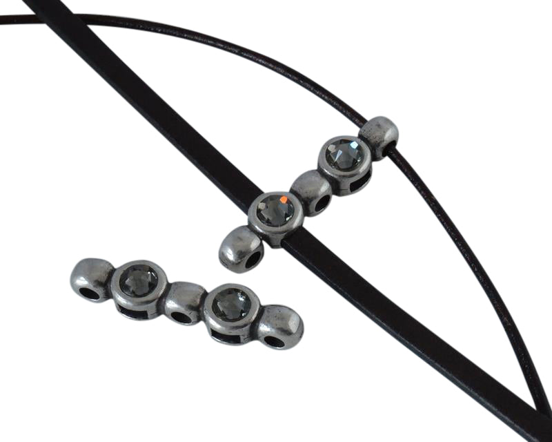 SWAROVSKI and Zamak connector 26x6mm. Silver-Silver Night.Inn.1.8/3x1.7mm