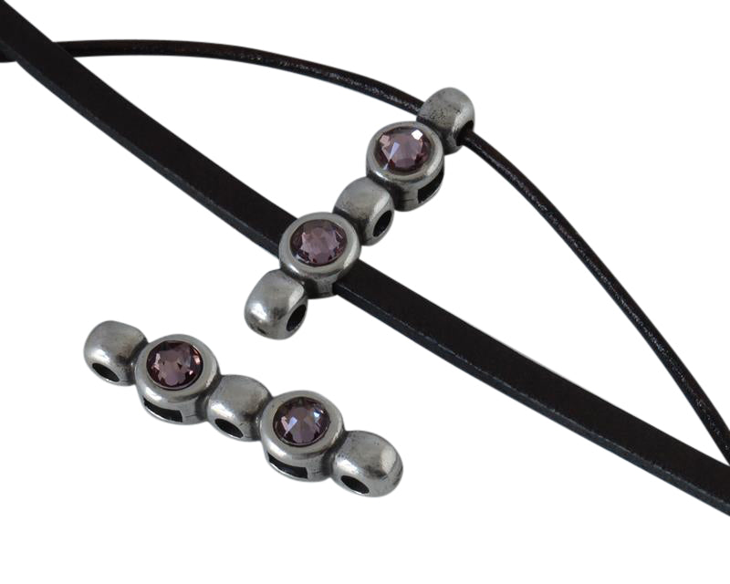 SWAROVSKI and Zamak connector 26x6mm. Silver-Antique Pink.Inn.1.8/3x1.7mm