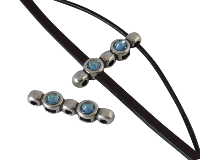 SWAROVSKI and Zamak connector 26x6mm. Silver-Army Green.Inn.1.8/3x1.7mm