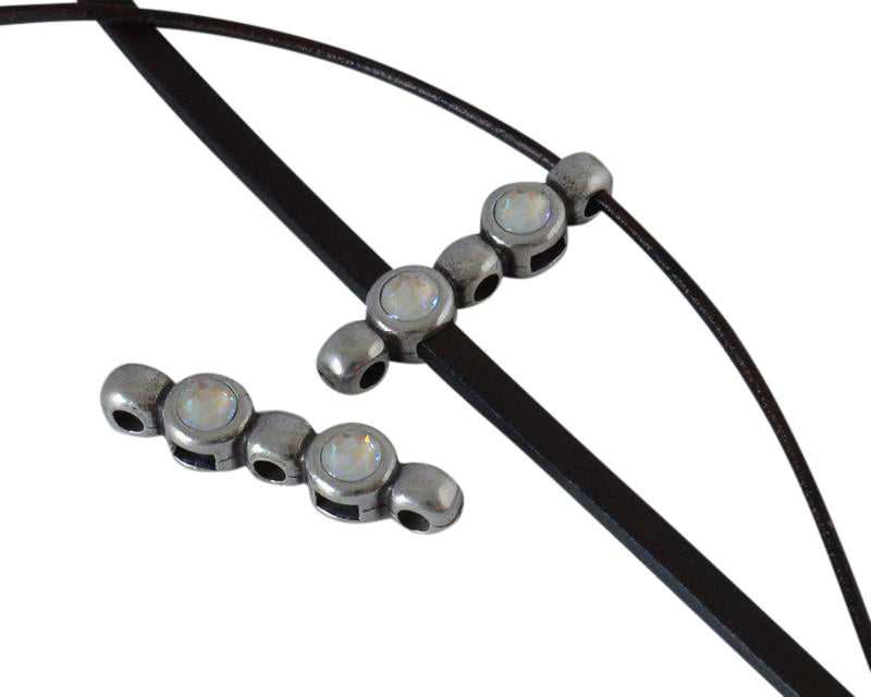 SWAROVSKI and Zamak connector 26x6mm. Silver-Light Grey Delite.Inn.1.8/3x1.7mm