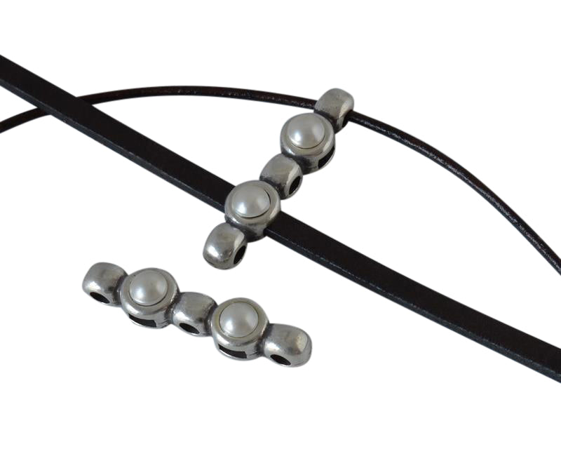 SWAROVSKI and Zamak connector 26x6mm. Silver-Pearl.Inn.1.8/3x1.7mm