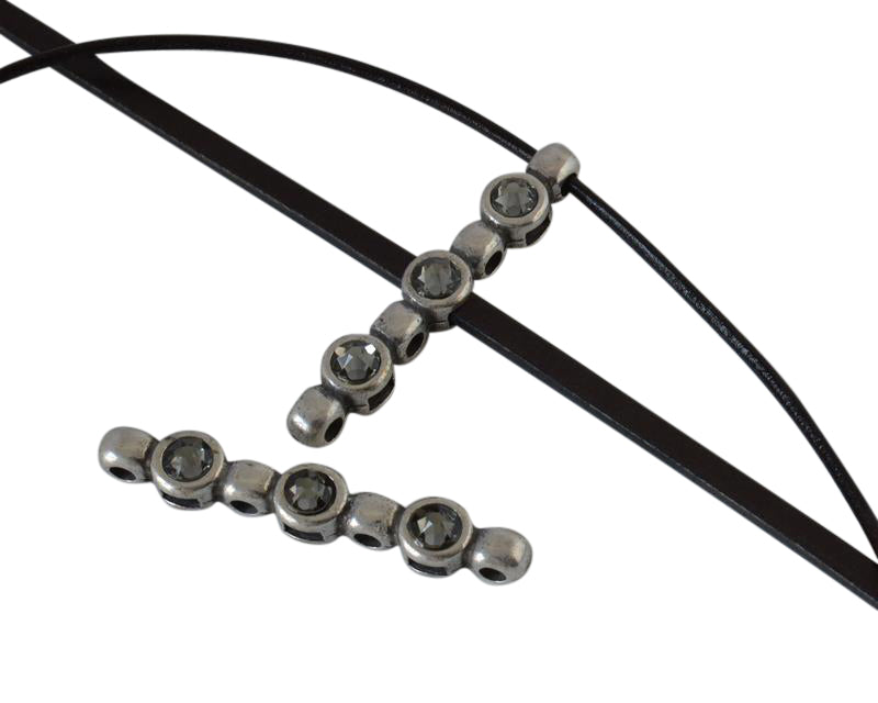 SWAROVSKI and Zamak connector 37x6mm. Silver-Silver Night.Inn.1.8/3x1.7mm