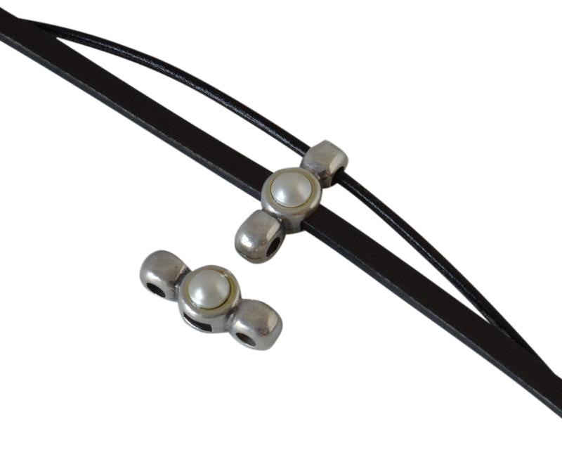 SWAROVSKI and Zamak connector 15x6mm. Silver-Pearl.Inn.1.8/3x1.7mm
