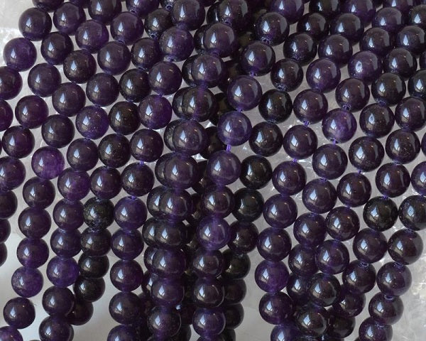 Amethyst (dyed). 8mm Round. 16-inch Strand.