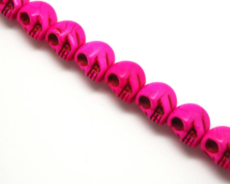 Magnesite. Skull. 14x18mm. Fuchsia. Inn. 1mm. approx. 21 PCs.