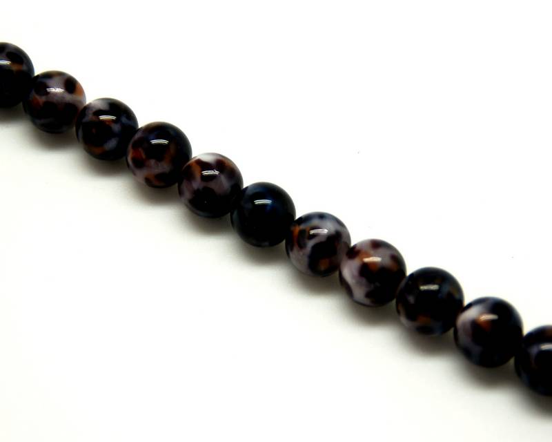 Shell. Dyed. Round. 16mm. Leopard. 15-inch strand.