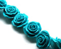 Turquoise. Synthetic. Flower. 45mm. 12PCs.