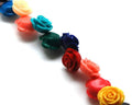 Turquoise. Synthetic. Flower. 24mm. Multicolor. 25PCs.