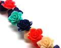 Turquoise. Synthetic. Flower. 28mm. Multicolor. 25PCs.