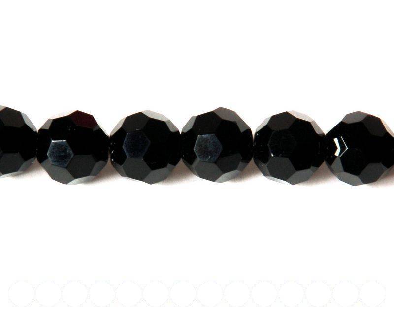 Glass beads, 16mm faceted round. black. 13inch strand. 20 PCs