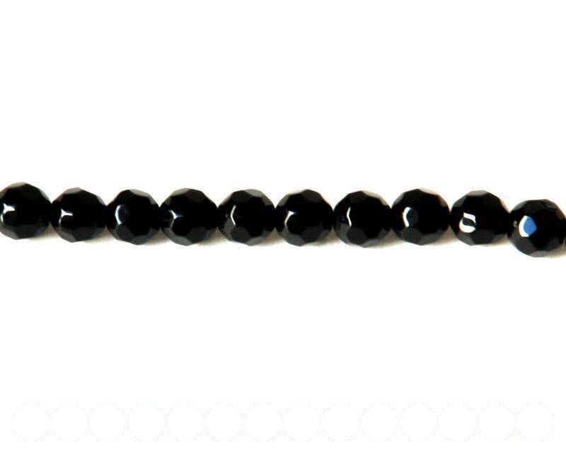 Glass beads. Round, 10mm faceted. Black. 13-14-Inch Strand.