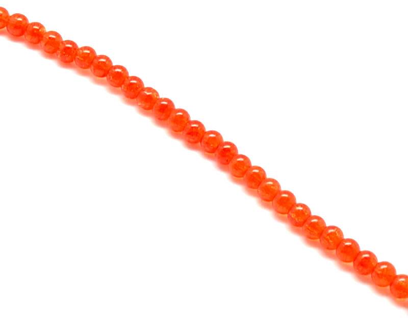 Crackle Glass. Round. 8mm. Orange. 15-Inch Strand.
