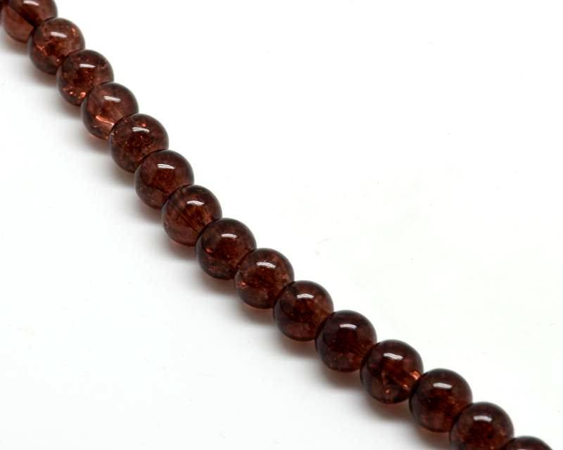 Crackle Glass. Round. 10mm. Dark brown. 15-Inch Strand.