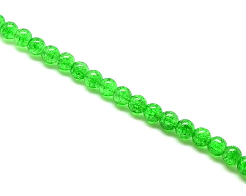 Crackle Glass. Round. 10mm. Green. 15-Inch Strand.