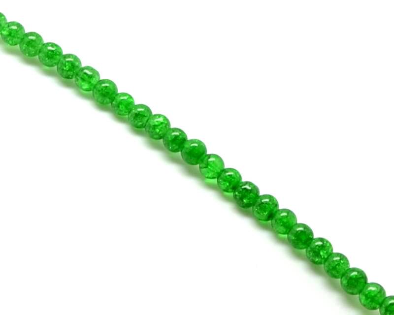 Crackle Glass. Round. 8mm. Green. 15-Inch Strand.