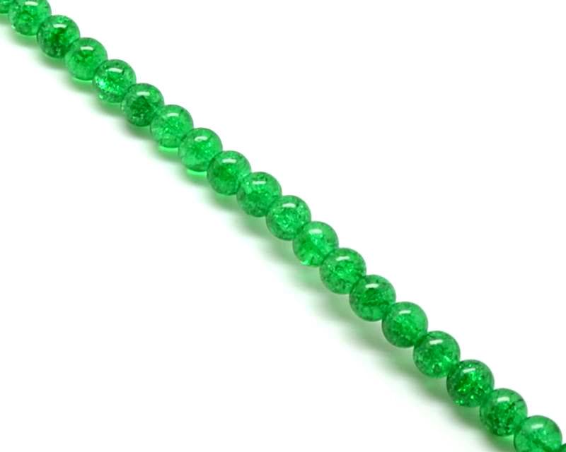 Crackle Glass. Round. 10mm. Emerald green. 15-Inch Strand.