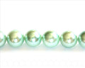 Shell pearl, 16mm round. Light green. Inn. 1mm. 16-inch strand.