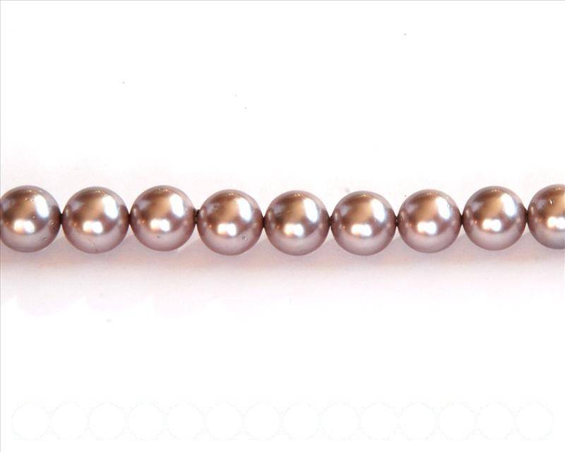 Shell pearl, 8mm round. Pink grey. Inn. 1mm. 16-inch strand.