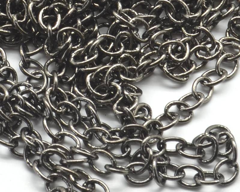 Cadena. 4x5mm. plata vieja