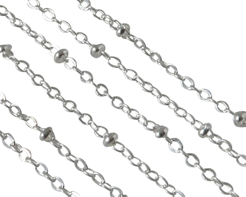 Brass rondell chain 2mm.Shiny Silver