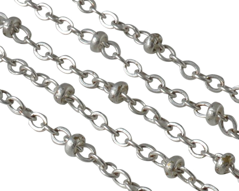 Brass Rondell Chain 3.5mm.Shiny Silver