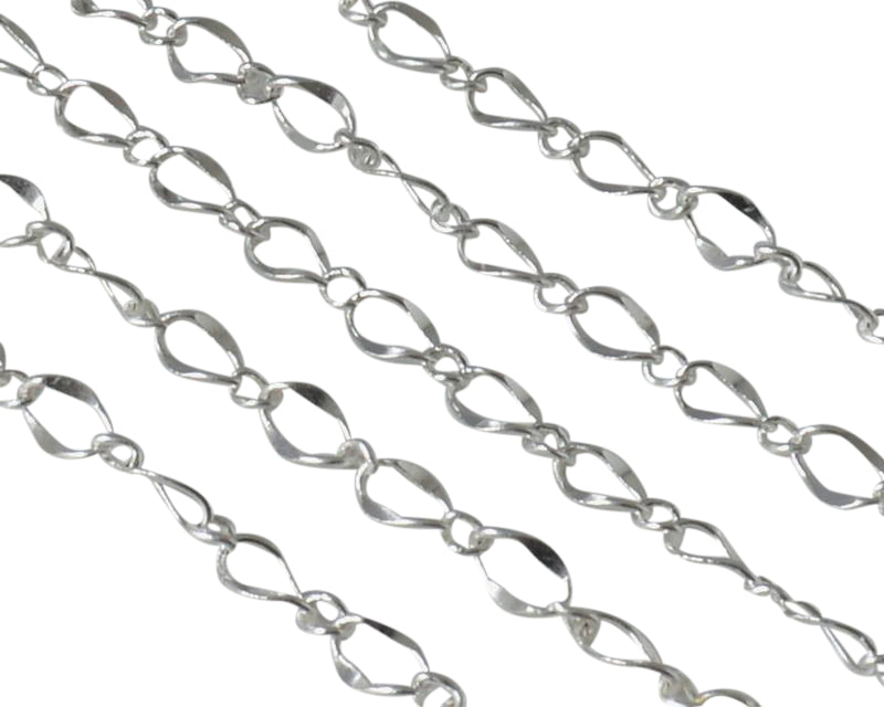 Brass chain oval 6x4mm. Shiny Silver