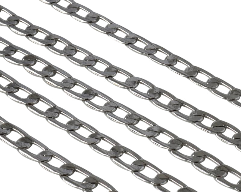 Brass Chain Flat 10x5.5mm. Silver.