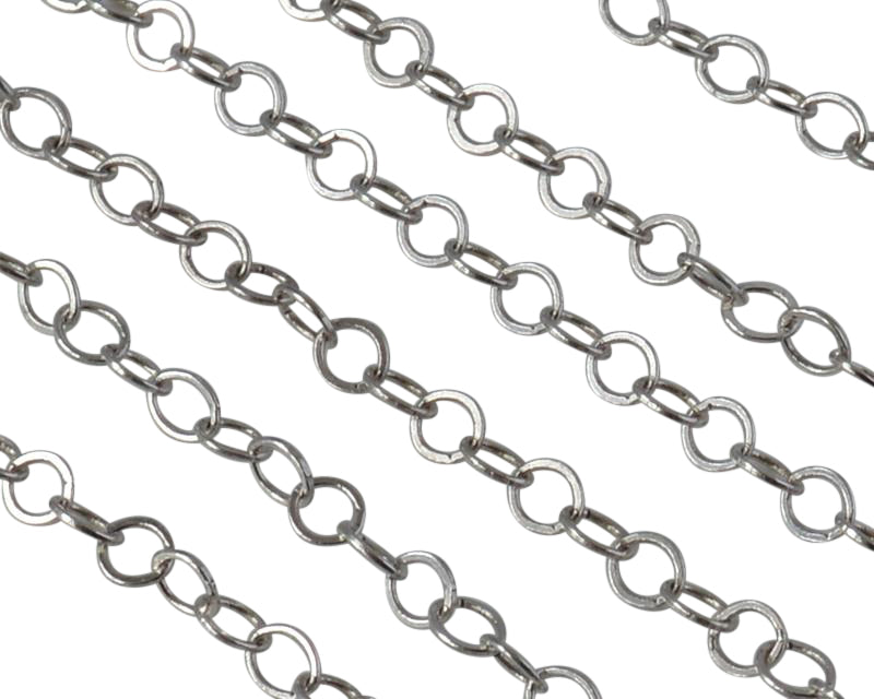 Brass chain round 3mm. Silver.