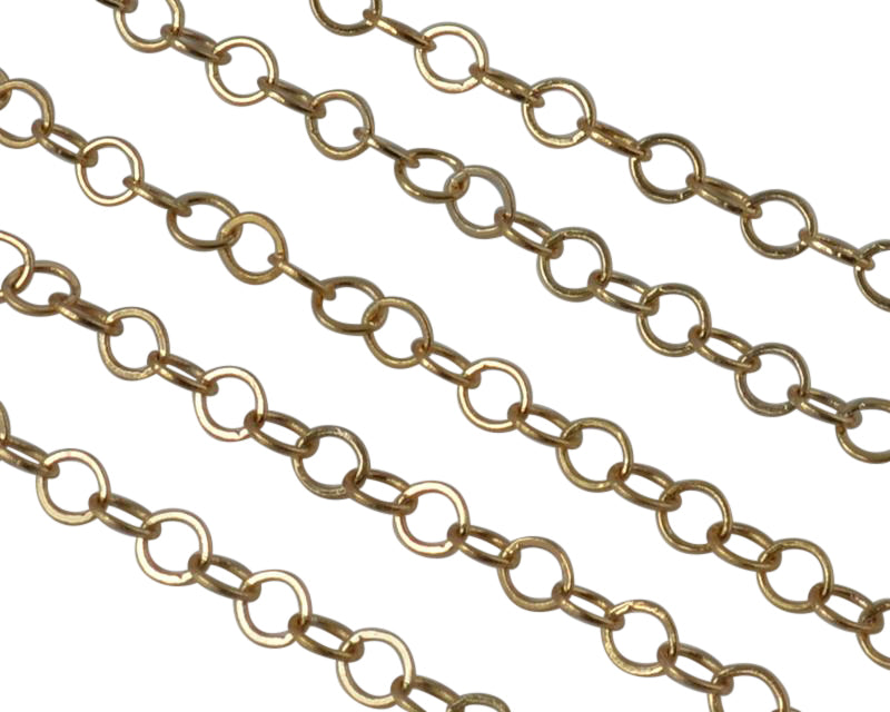 Brass chain round 3mm. 18Kt Gold plated.