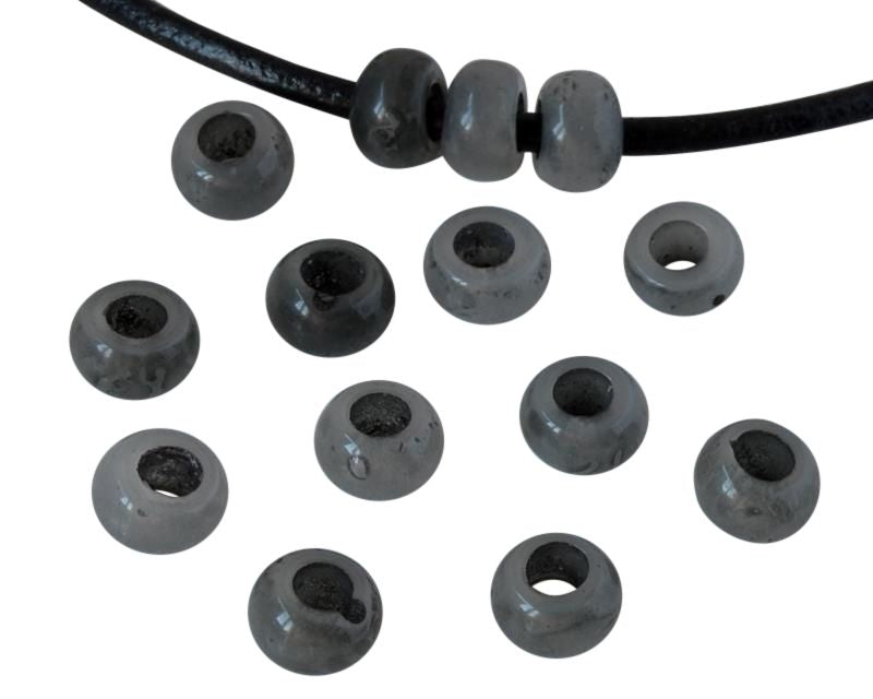 Resin rondell 6.5x6.5x4mm. Opaque grey. Inn.3mm aprox. Best Quality.