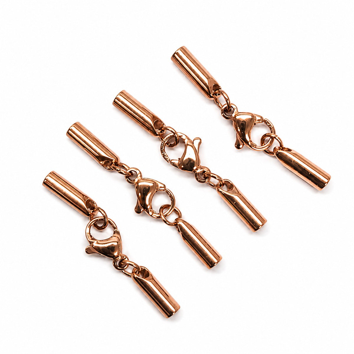 Stainless steel 304. Lobster claw cord clasp.30x3x3mm. Rose Gold. Inn.2mm.