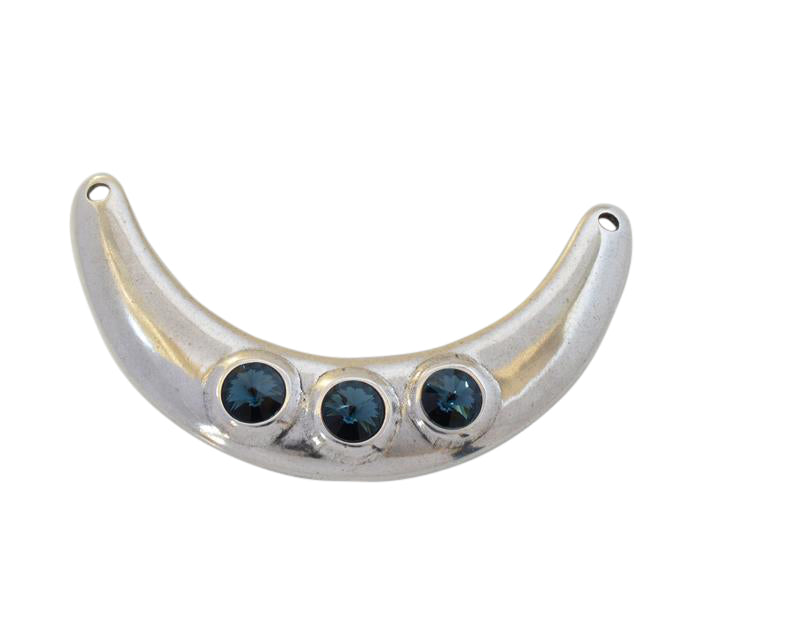 Zamak and SWAROVSKI necklace 3 rivoli. 125x70mm. Silver-Montana. Inn.4mm