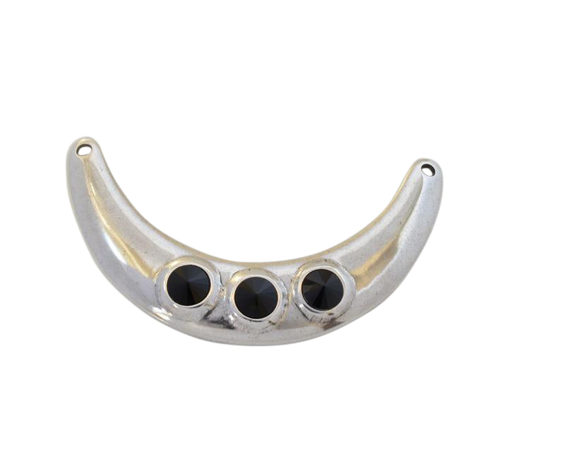 Zamak and SWAROVSKI necklace 3 rivoli. 125x70mm. Silver-Jet. Inn.4mm