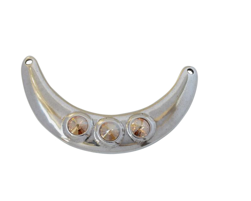 Zamak and SWAROVSKI necklace 3 rivoli. 125x70mm. Silver-Golden Shadow. Inn.4mm