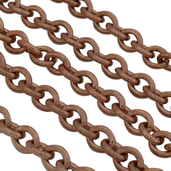 Brass. Chain. 8x6mm. Rose gold color.