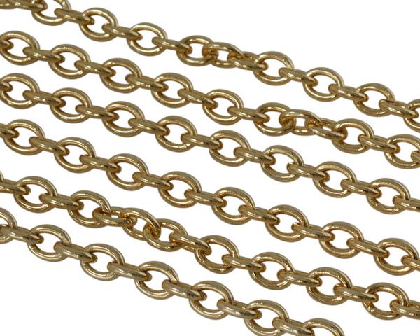 Oval Brass chain 7.5x6mm. Gold