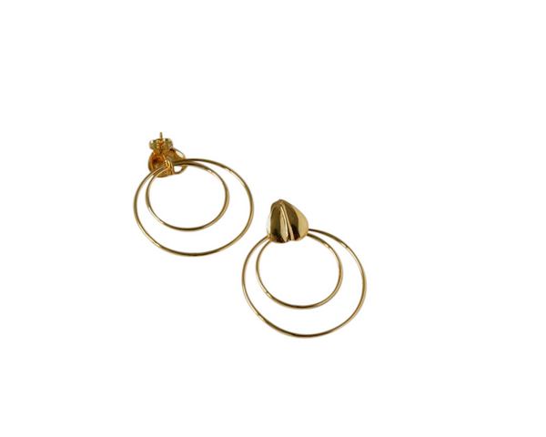 Heart Earrings 26-37mm. Brass. Gold