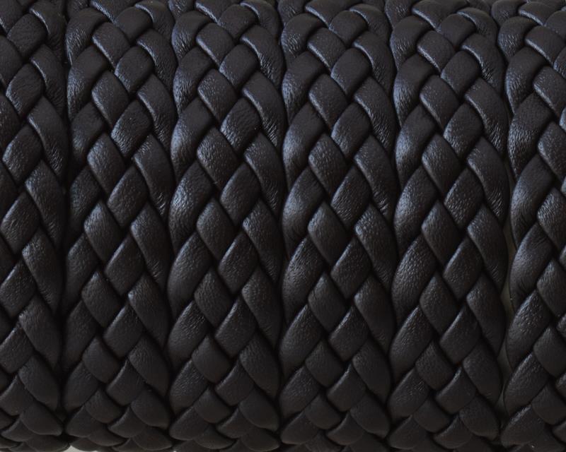 Braided leather cord 12x2mm. Dark brown. Best Quality.