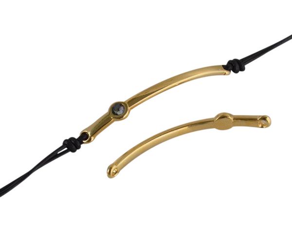 SWAROVSKI and metal connector. 43x5mm. Gold-Black Diamond. Inn.1.5mm