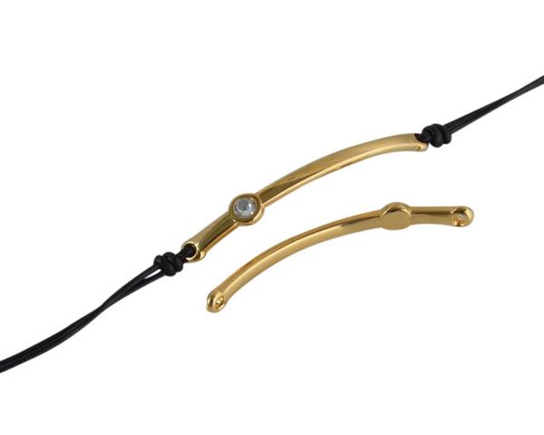 SWAROVSKI and metal connector. 43x5mm. Gold-Crystal. Inn.1.5mm