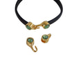 SWAROVSKI clasp with end cap. 2 pieces set 6x15mm-6x11mm. Gold-Erinite. Inn.5x2mm