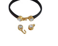 SWAROVSKI clasp with end cap. 2 pieces set 6x15mm-6x11mm. Gold-Crystal. Inn.5x2mm