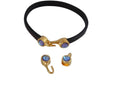 SWAROVSKI clasp with end cap. 2 pieces set 6x15mm-6x11mm. Gold-Burgundy Delite. Inn.5x2mm
