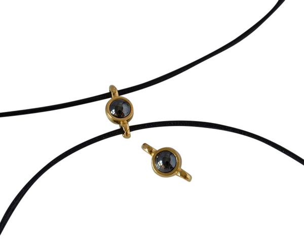 Swarovski and metal connector 10x5mm. Gold-Jet Hematite Pearl.Inn.2m