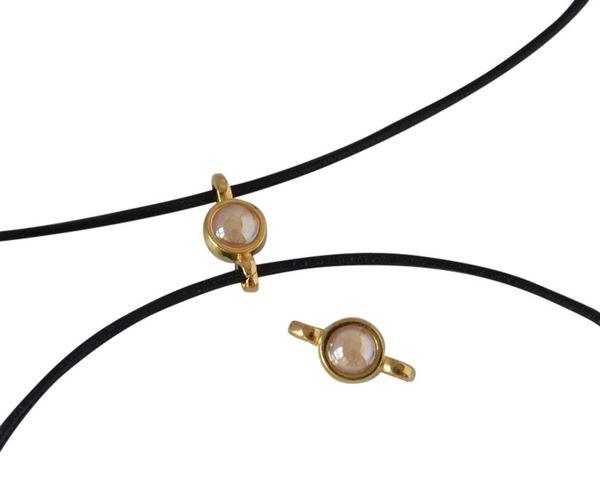 Swarovski and metal connector 10x5mm. Gold-Golden Shadow Pearl.Inn.2m