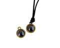 Swarovski and metal pendant coin 9x5x9.5mm. Gold-Jet Hematite Pearl. Inn1.8mm