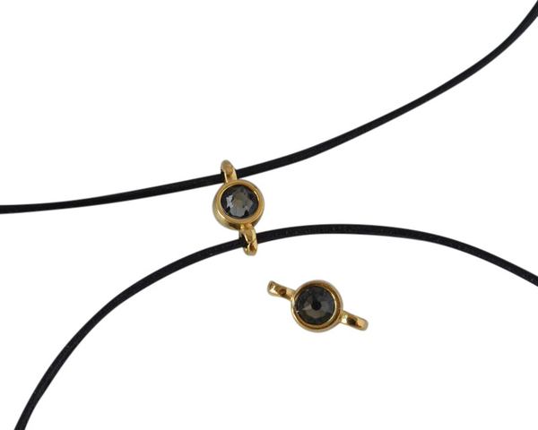 Swarovski and metal connector 10x5mm. Gold-Black Diamond.Inn.2m