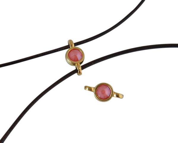 Swarovski and metal connector 10x5mm. Gold-Light Coral.Inn.2m